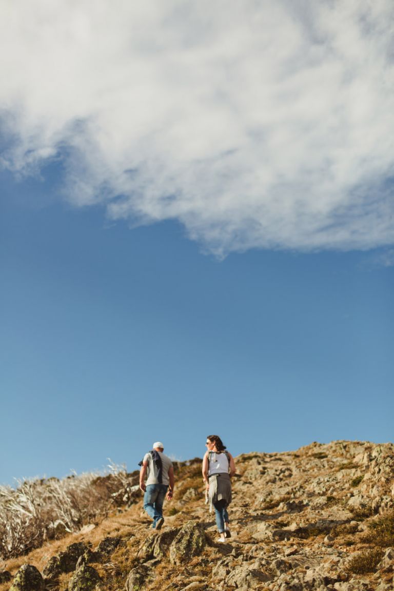 lifestyle session family hiking Mt Hotham Victoria blue sky