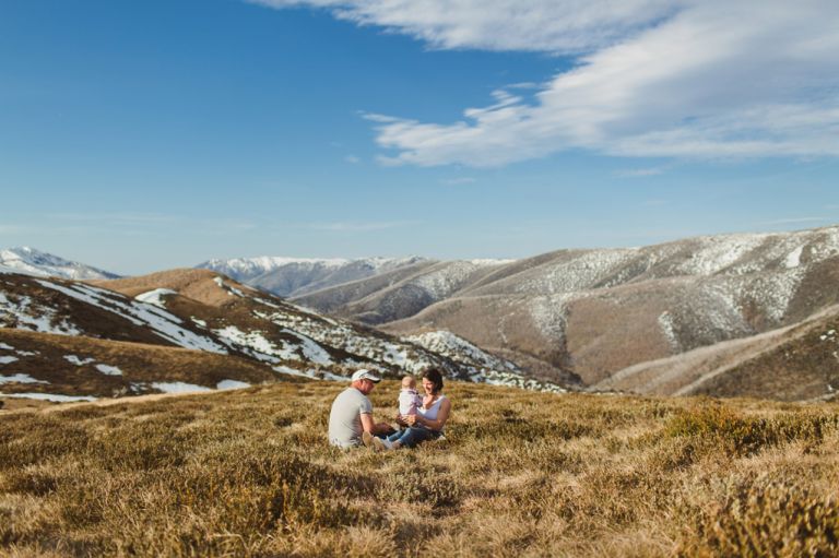 lifestyle family portrait session snowy mountains epic scenery