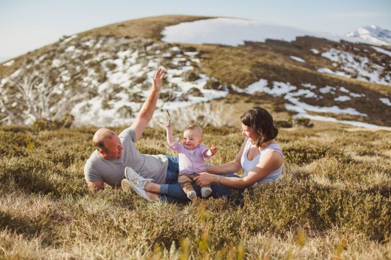 lifestyle family portrait session snowy mountains epic scenery