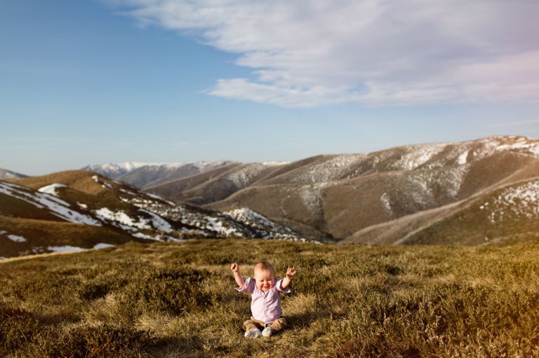 lifestyle family portrait session snowy mountains epic scenery