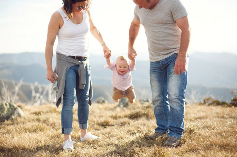lifestyle family portrait session on a mountain top
