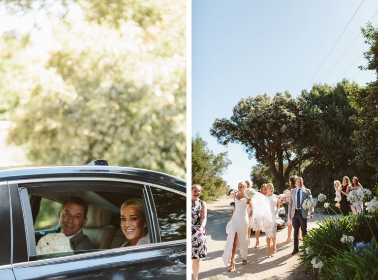 Bride arrives at ceremony