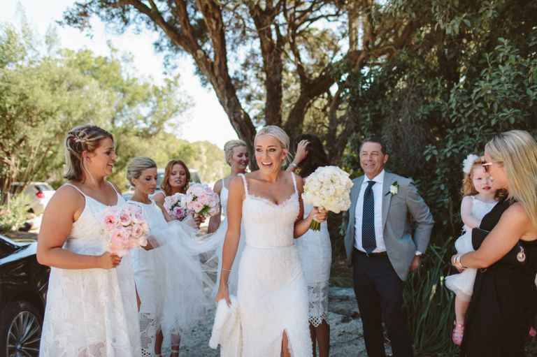 Bride arrives at ceremony