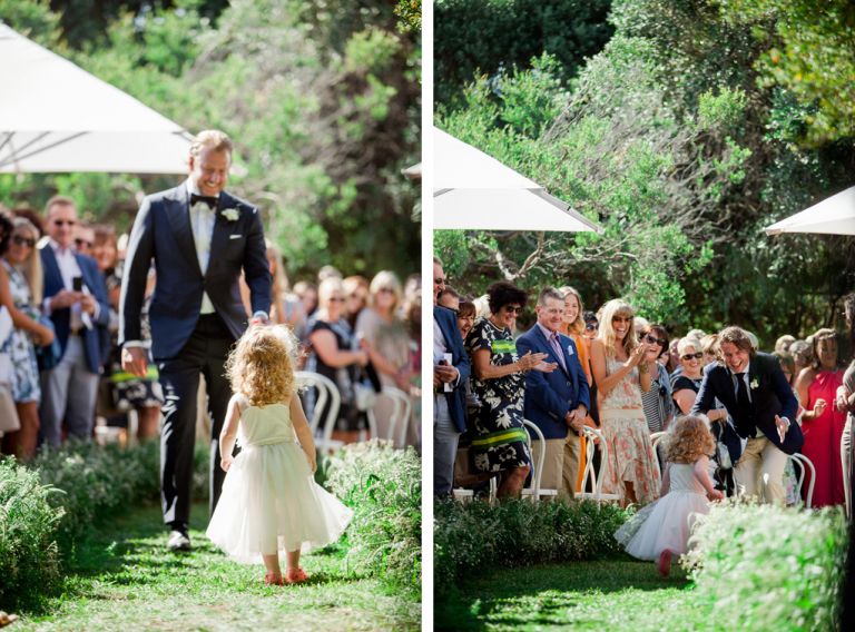 Flower girl walking down the aisle