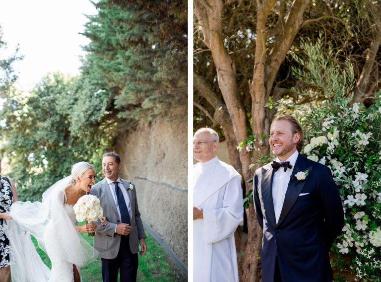 Outdoor wedding first look