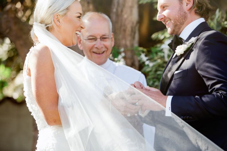 Exchange of rings wedding veil