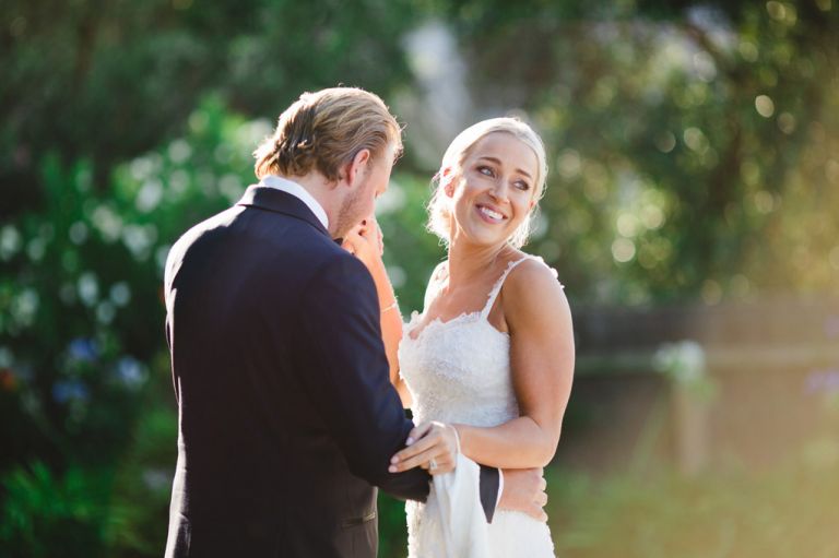 Backlit wedding portraits