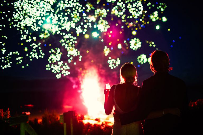 Photographing fireworks at a wedding